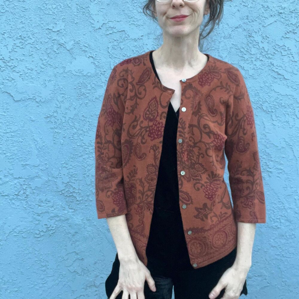 Lambswool Angora Cardigan Sweater Size Petite large vintage bohemian